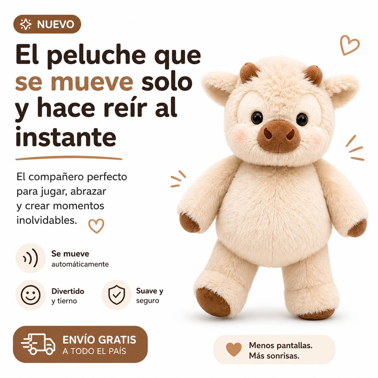 Vaquita Calm™ de SoftBuddy – Peluche Interactivo para Niños