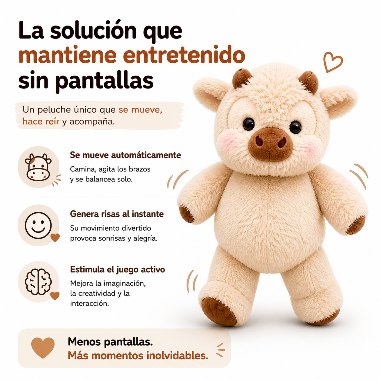 Vaquita Calm™ de SoftBuddy – Peluche Interactivo para Niños