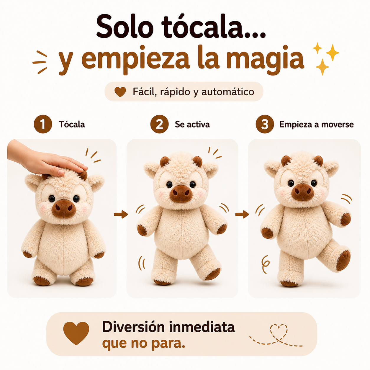 Vaquita Calm™ de SoftBuddy – Peluche Interactivo para Niños